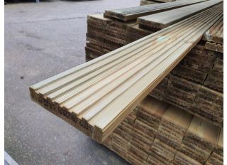 28x145mm (Nom 32x150) Treated Decking MDM Grooved/Reeded PEFC