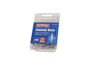 Faithfull Aluminium Rivets 3.2mm Medium 10mm (Pk 100)