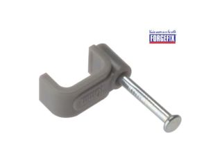 Forgefix Cable Clips Flat Grey Plastic Zinc Plated Nail 1.50mm (100)
