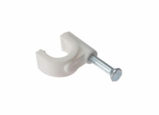 Forgefix Cable Clips Round White Plastic Zinc Plated Nail 4-5mm (200)