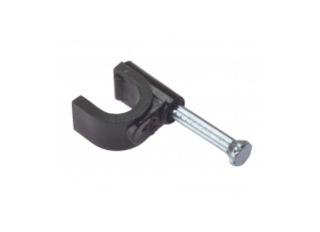 Forgefix Cable Clips Rnd Coax Blk Plastic Zinc Plate Nail 6-7mm (100)