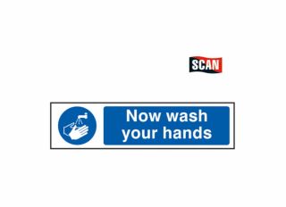 Scan Now Wash Your Hands Sign 200x50mm
