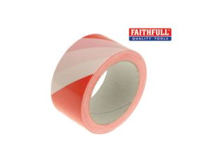 Faithfull Hazard Warning Safety Tape Red/White 50mmx33m