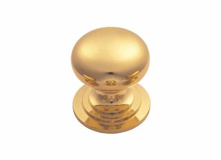 Carlisle Victorian Knob (One Piece) Polished Brass 32mm (Pair)