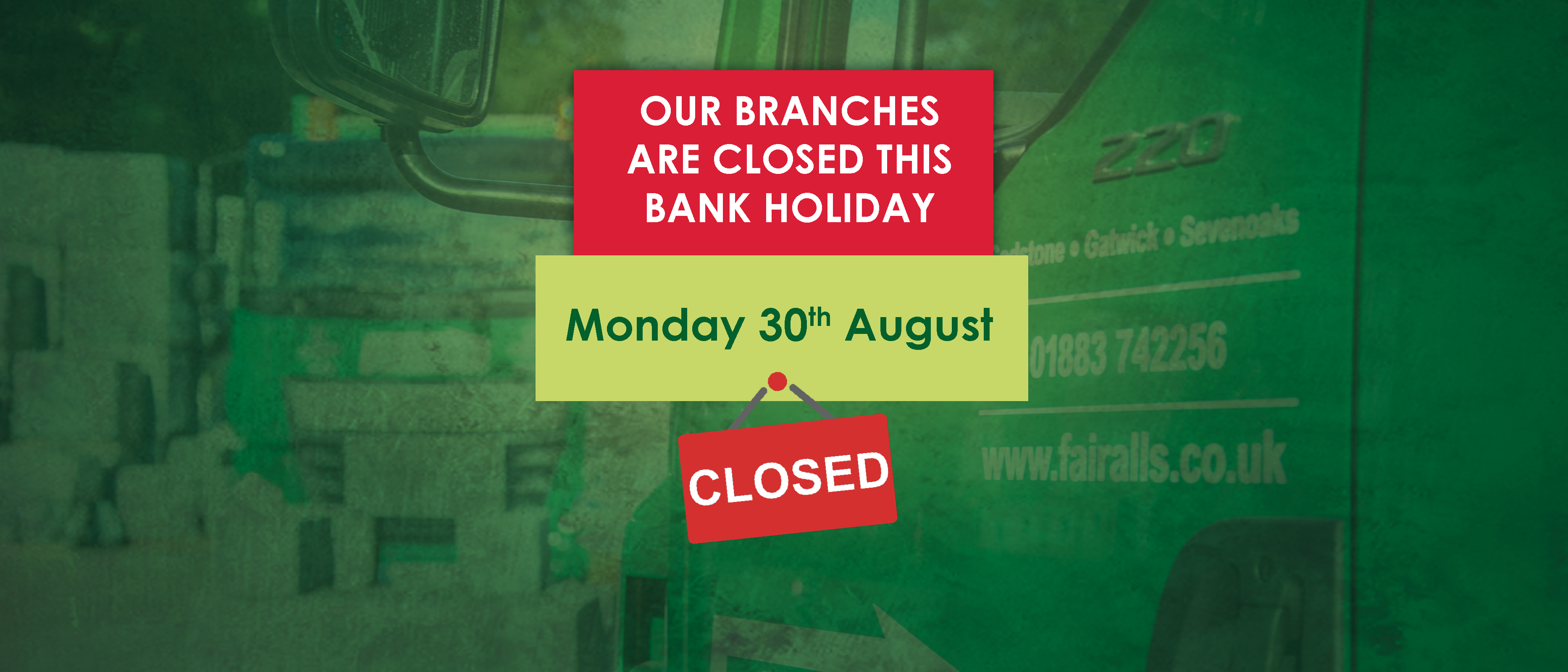 We're Closed on Bank Holiday Monday